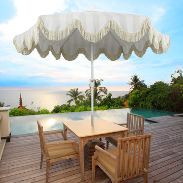 Collins 9 ft. Classic Cottage Tassel Market Patio Umbrella